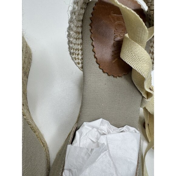 J. Crew Beige Espadrille Wedge Sandals Tie Ankle Made in Spain Size 10 NEW - Picture 4 of 12